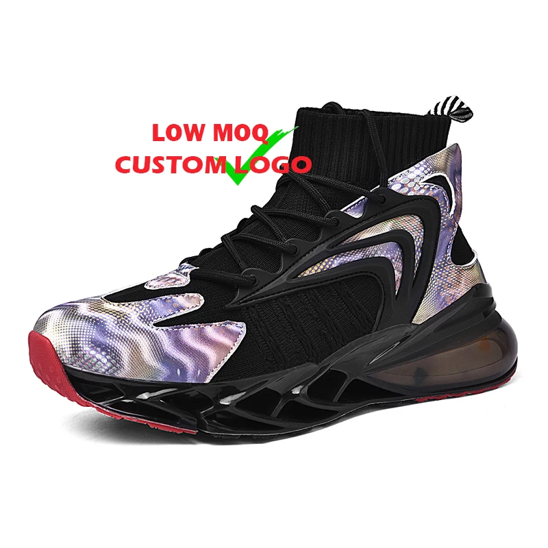 

2021 Dropshipping Blade Air Cushion High top Sock Flying Woven Basketball Style Sport Shoes Casual Men's sneakers