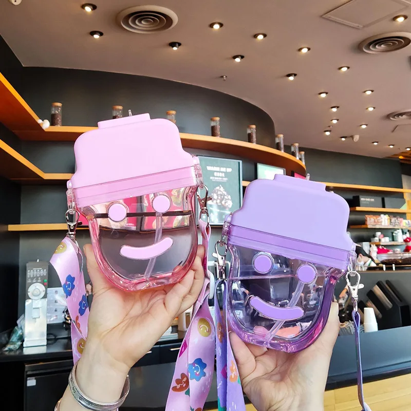 

2021 new arrival cute smile popsicles ice cream transparent drinking cup purses drink bottle purses