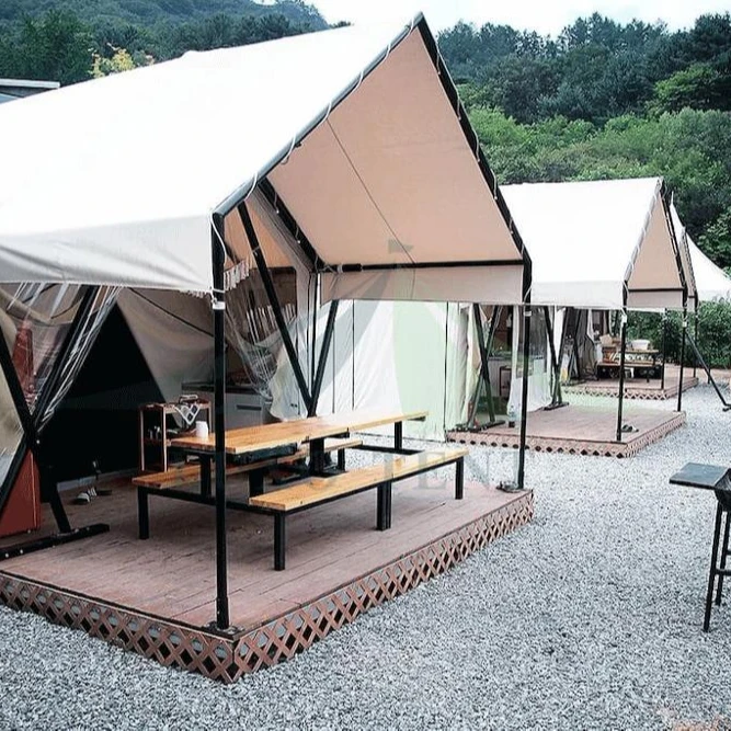 

Hot sale luxury hotel tent for glamping safari resort tent house, White