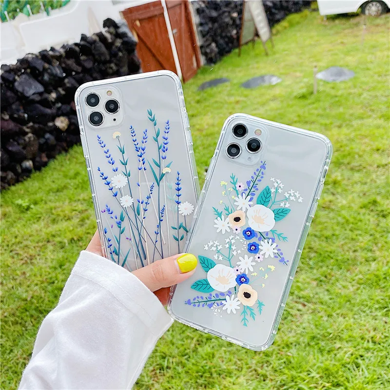 

Cartoon print transparent phone case For iPhone 11Pro 12Mini XS Max TPU shell 7 8 Plus Label protector Customizable pattern