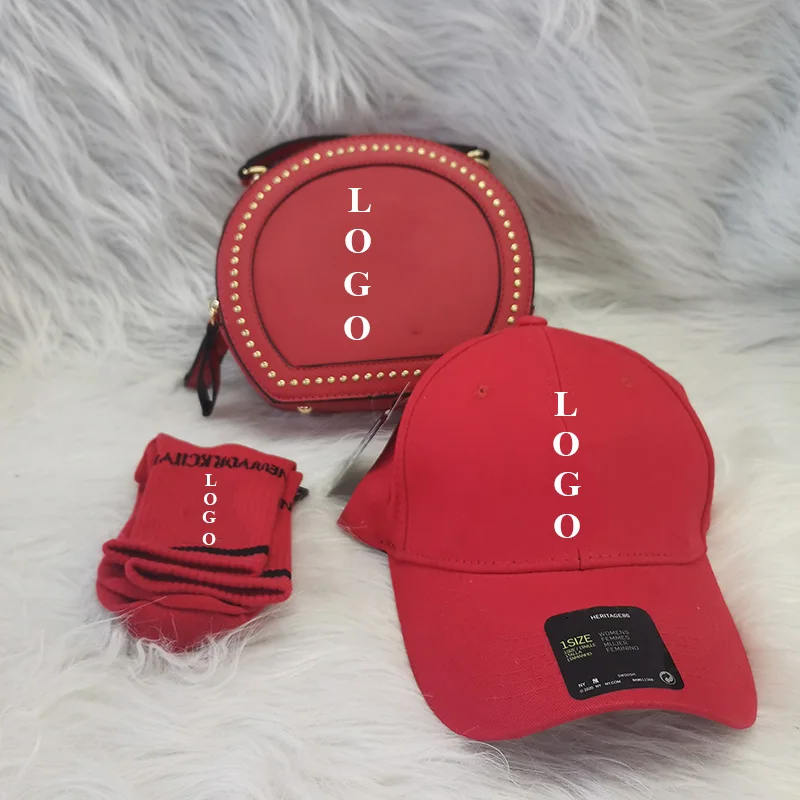 

New fashion three pieces sets women crossbody bag hat matching socks famous brand new design purse and hat and socks set, Rich