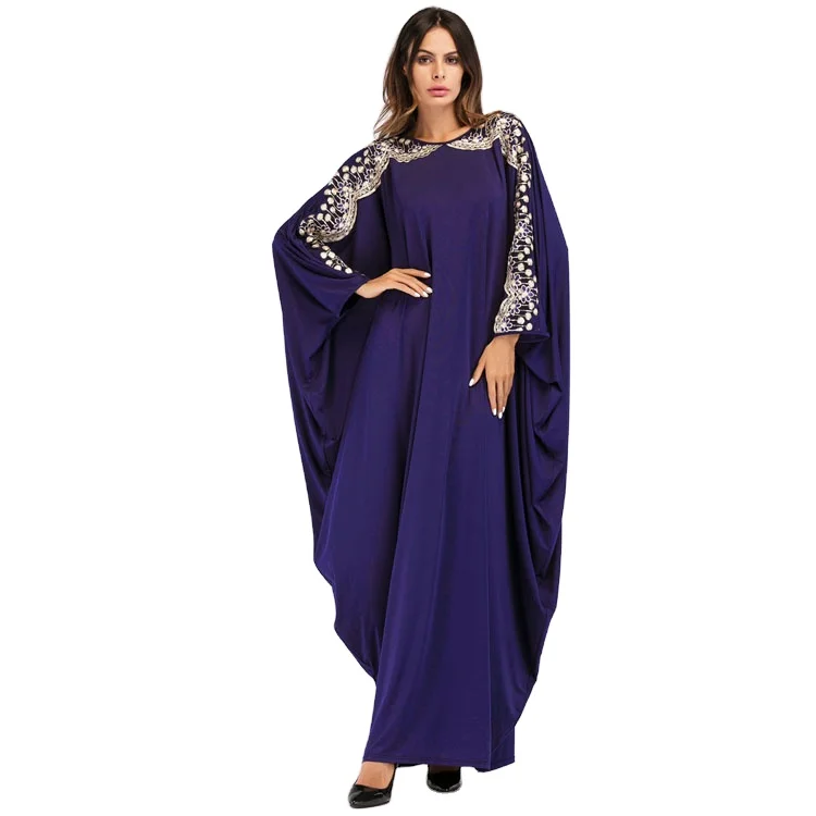 

2021 loose Muslim dubai bat sleeve islamic plus size turkish kaftan lace embroidery long dress women abaya, Customers' requirements