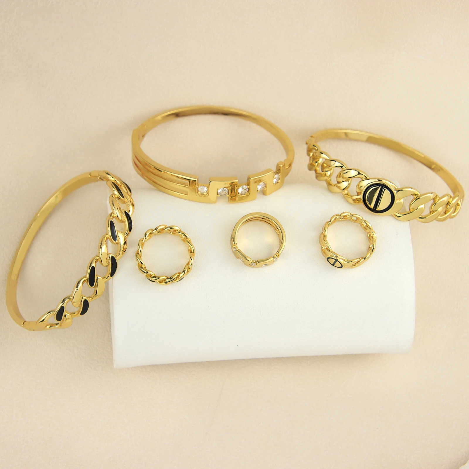 

Special Jewelry Cubic Zirconia Bracelet Ring Set Women 18k Gold Plated Jewelry Set