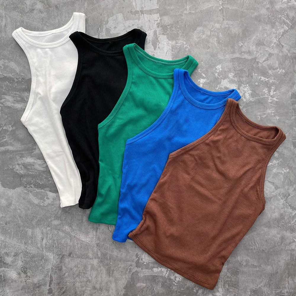 

Custom Women's Tank Tops Sleeveless Crew Neck Cotton Slim Ribbed Tank Top Women Summer