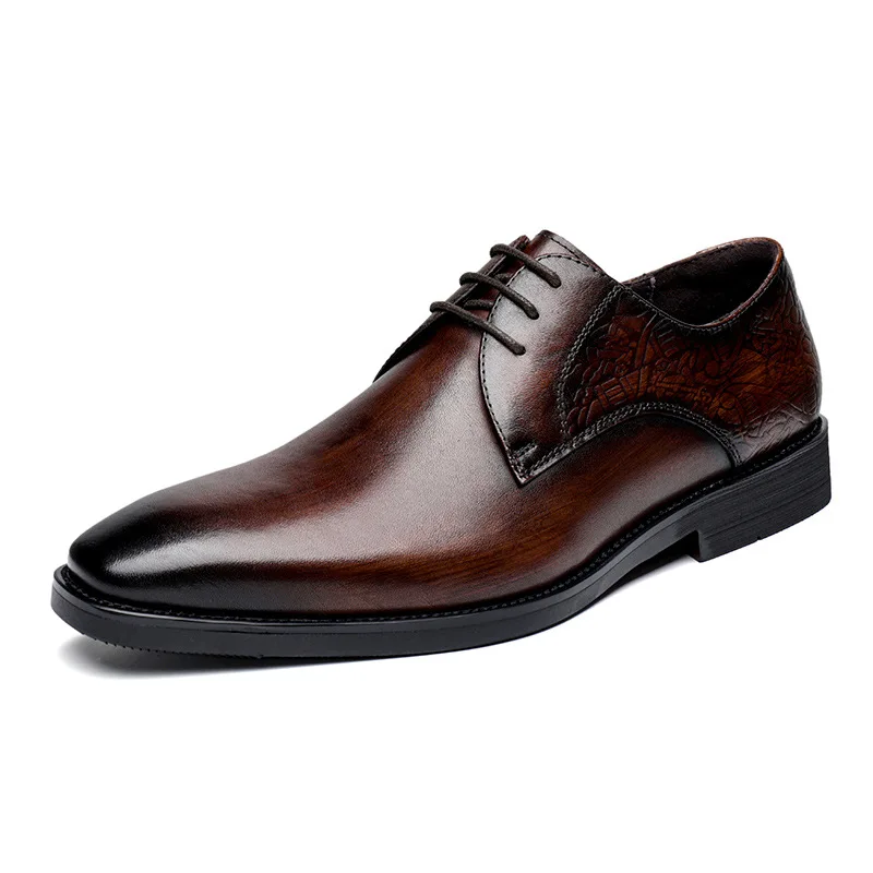 

High Quality China Handmade Retro Elegant Wedding Men's Brown Leather Formal Shoes