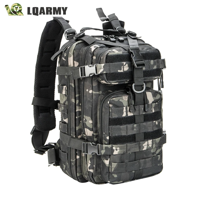 

military tactical backpack travel camping waterproof camouflag vintage army, Black