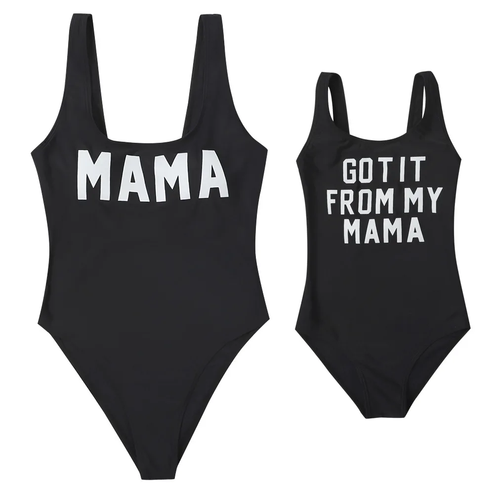 

Mommy And Daughter Swimsuit Letter Print Mom And Me Baby Bikini Swimwear
