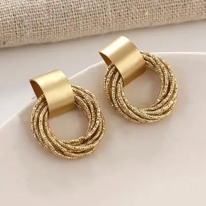 

High End Fashion Gold Alloy Earrings Layered Hoop Earrings for Women