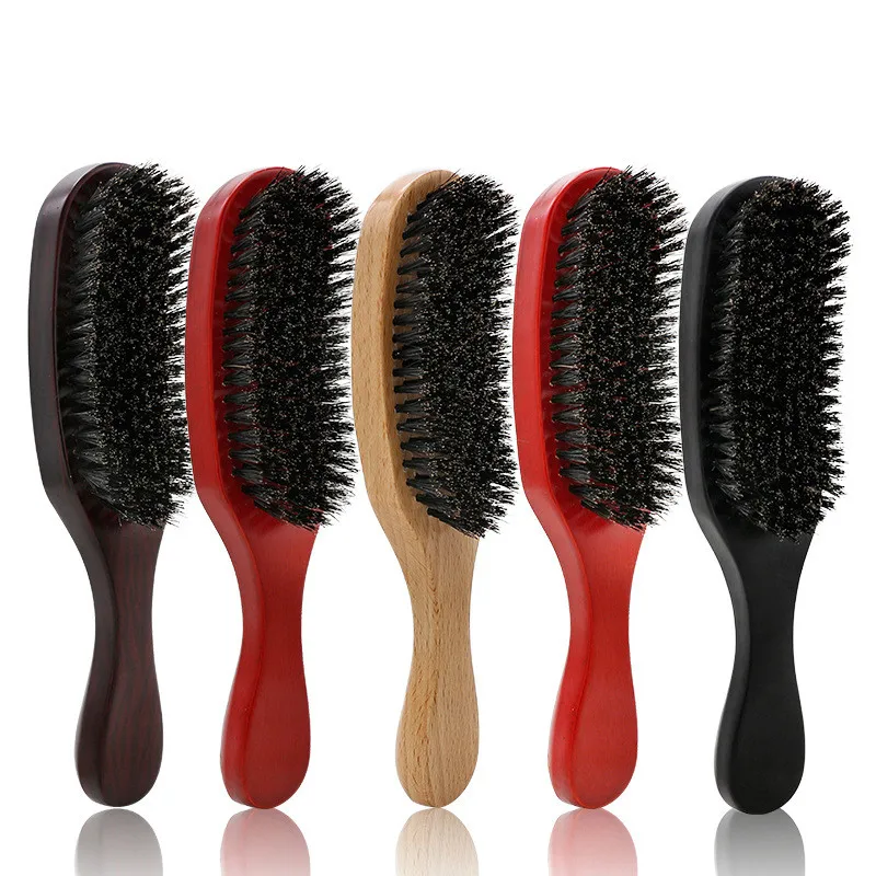 

Custom Bristle Detangling Curly Hair Brush Wholesale OEM Men Beard Brush With Wooden Handle