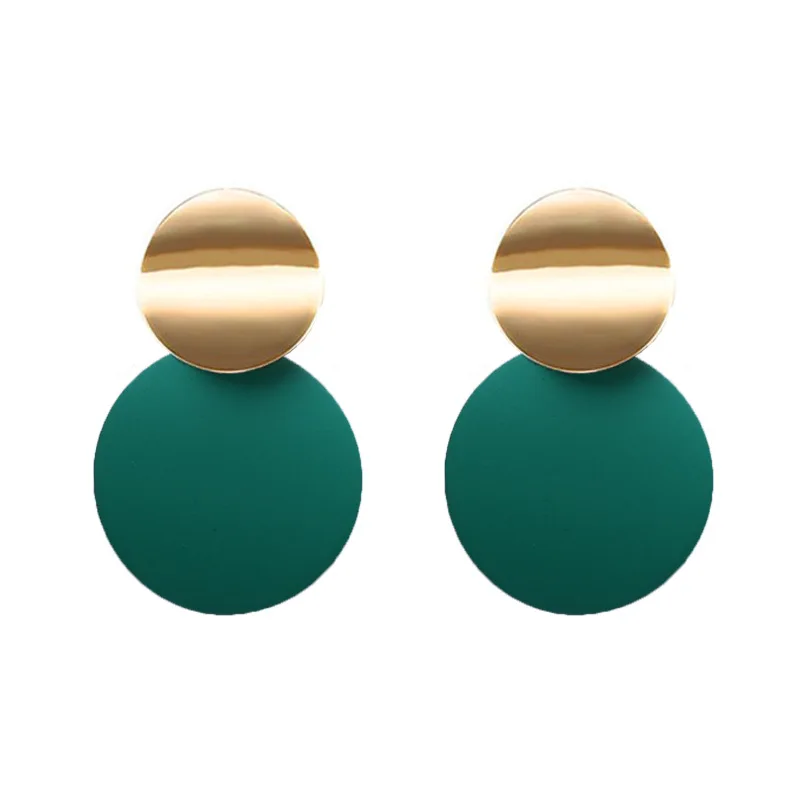 

metal elements gold disk earrings black round enamel stud earrings women 2020, 8colors