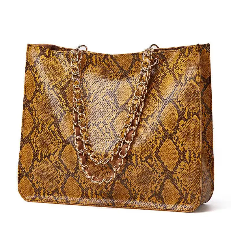 

Women Bags 2021 Hot Selling classic sac trendy casual Ladies PU Chain animal skin snake pattern Tote Handbags, Pink/blue/yellow/brown/gray/red
