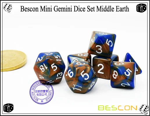 BESCON-Mini Polyhedral RPG Dice Set, Two Tone,
