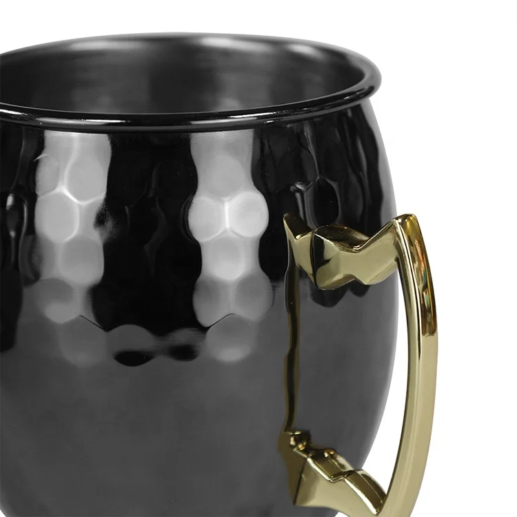 

KLP RTS mug factory customized hot sale 6-point hammered gun black Moscow mule cup