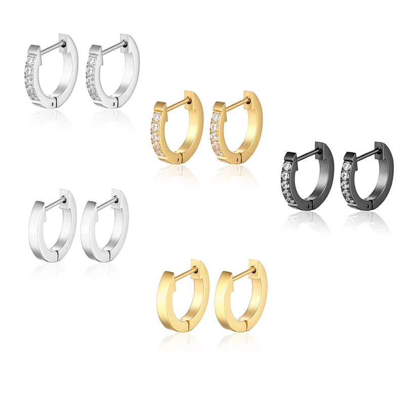 

HOVANCI Ear Rings For Women Fashion Jewelry Earrings CZ Cubic Zircon Statement Gold 9mm Huggies Hoop Earring For Women