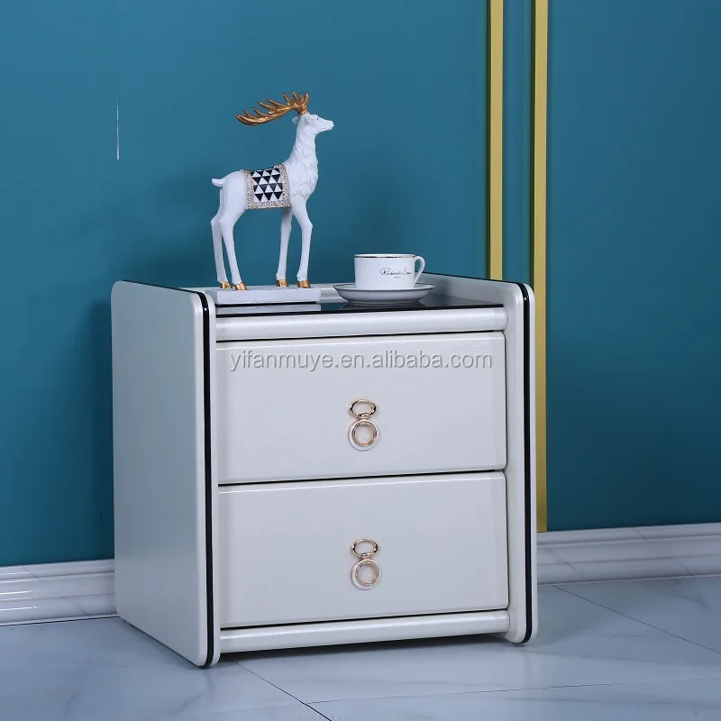 Modern Grey Faux Leather Upholstered Bedroom Bed Side Table,Smart With