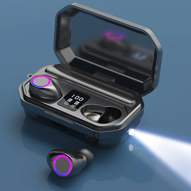 

TWS Bluetooths Headphones Earphone 2000mah LED Display Wireless Bluetooths Earphones with Flashlight