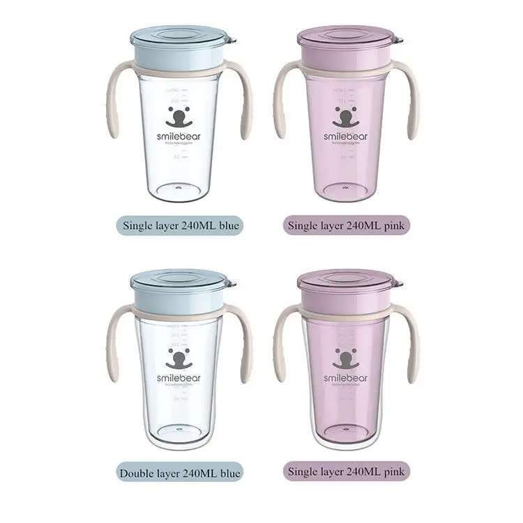 

OEM Cartoon 240ML 270ML Non-spill Infant Miracle Training Baby Cup 360, Pink,blue
