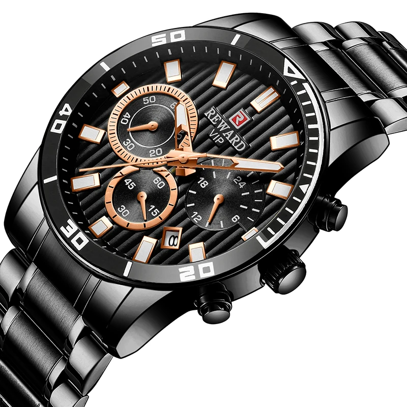

Reward TOP brand fashion stainless steel new quartz watch Cusomized logo oem Original waterproof man wrist watch
