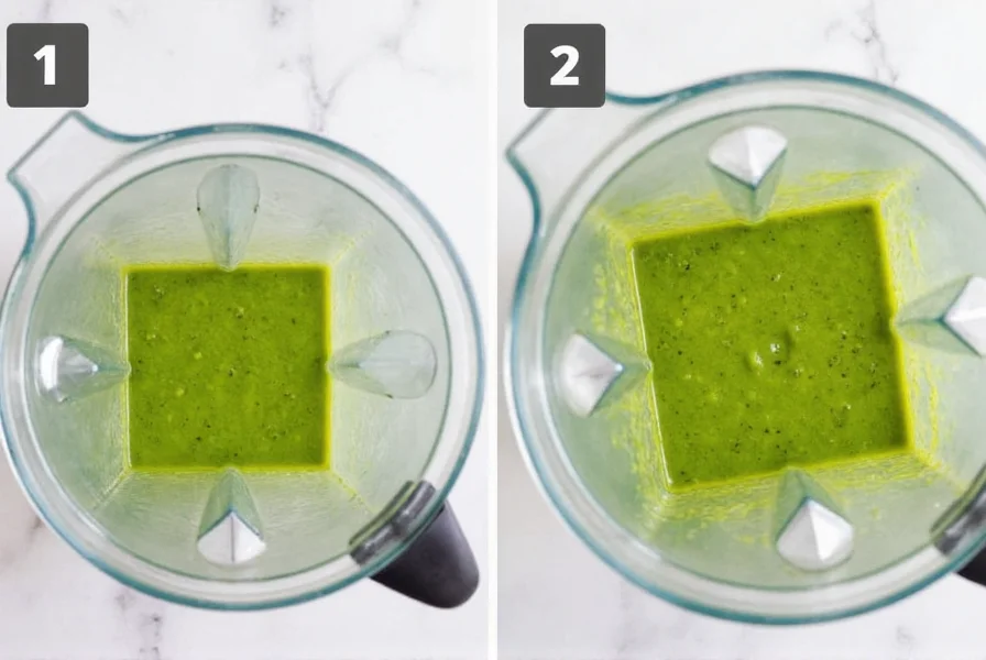 Step-by-step preparation of homemade green jalapeño pepper sauce in blender