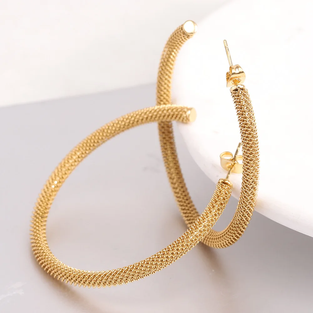 

Stainless Steel Twisted Earrings Jewelry For Women 18K Gold Plated Chunky Statement Earrings