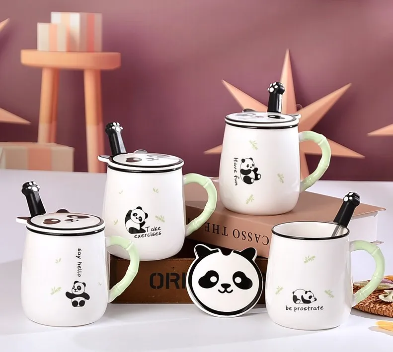 

Cheap Panda customizable ceramics Gift cartoon white color Coffee mugs, As picture