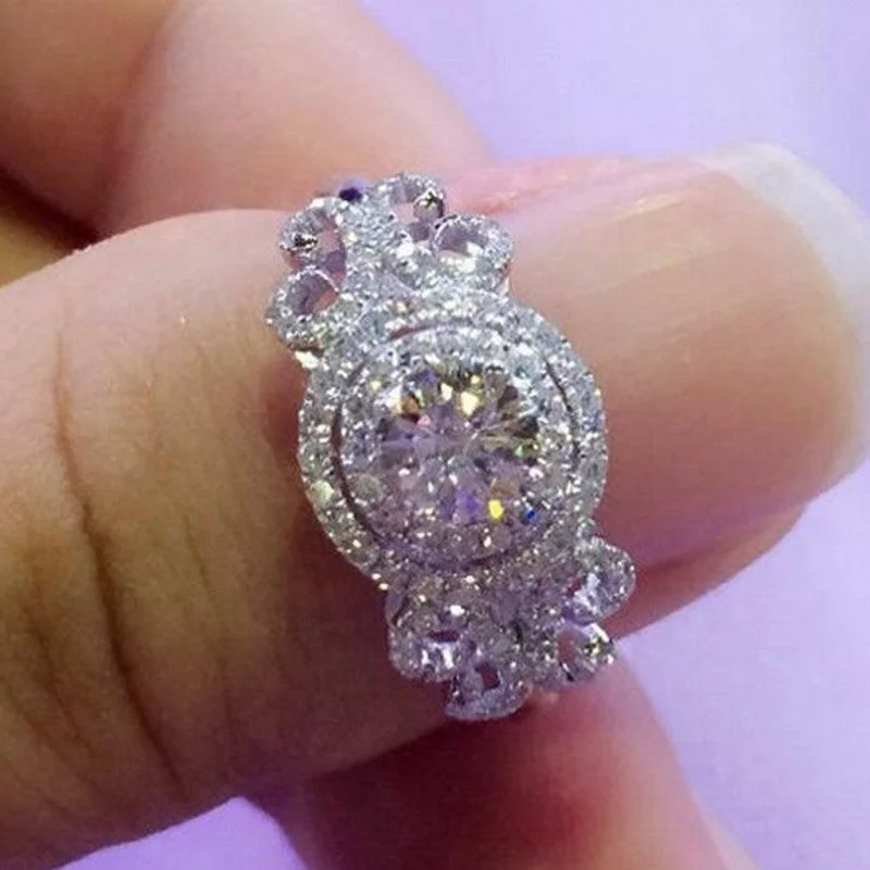 

Romantic Women Wedding Bands Rings Novel Design Statement Engagement Ring Luxury Cubic Zircon Jewelry Wholesale, Picture shows