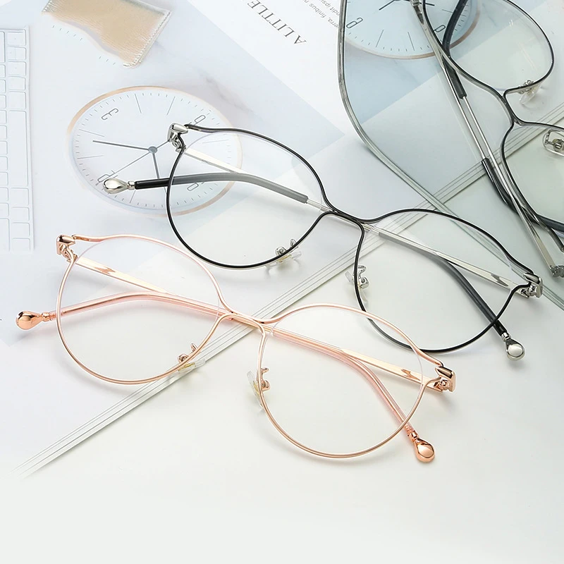 

SKYWAY Cheap Prescription Glasses Frame Blue Light Block Fashion Oversized Women Metal Optical Frame With Diamond