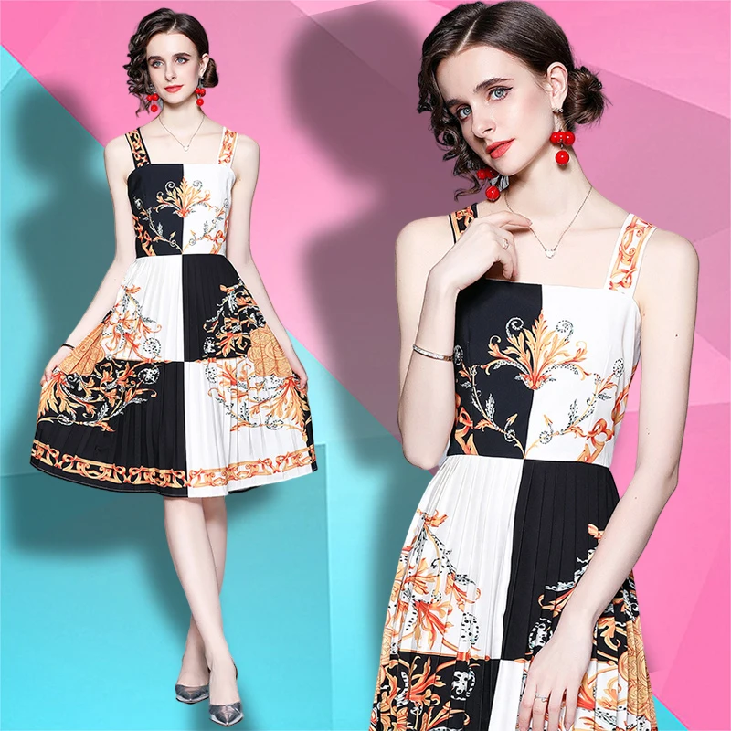 

In stock sales 2021 new woman clothes wholesale fashion apparel elegant floral casual dresses square collar was thin, Customized color