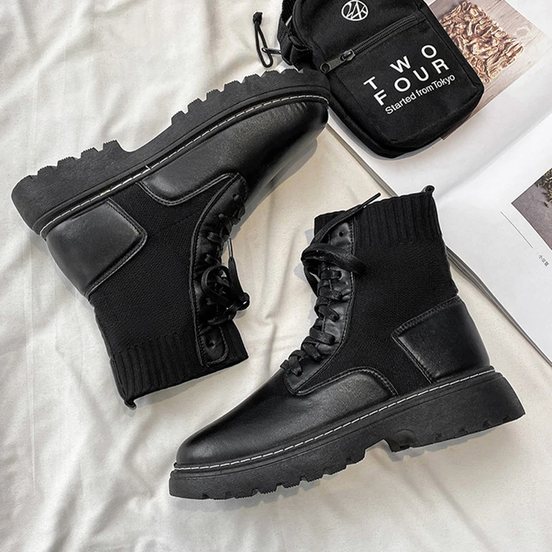 

Diamond Sport Spring Men's High-Top Retro Martin Boots Men's Black British Style Casual Shoes Men's All-Match Tooling Boots