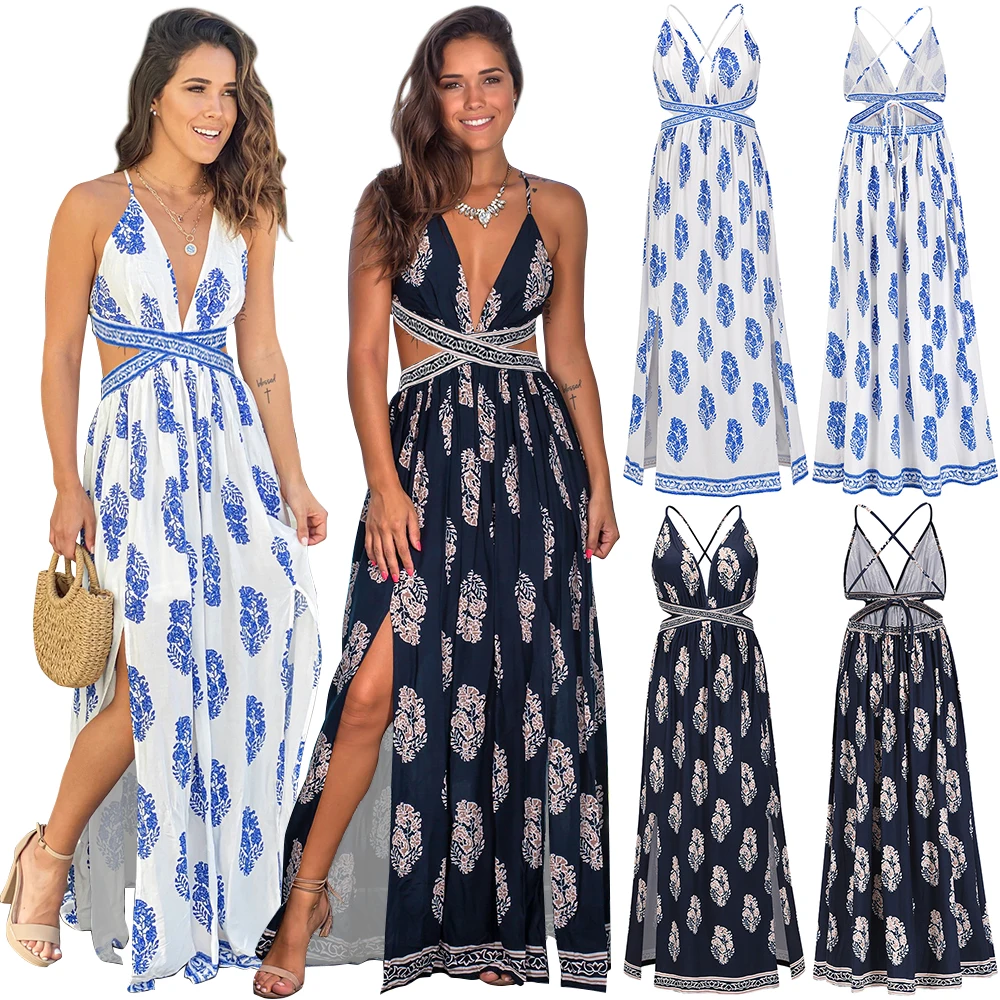 

dresses women lady elegant Sexy retro cut Bohemian beach skirt white ladies dress