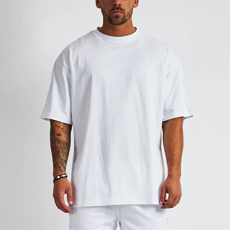 

2021 new wholesale short sleeve round neck print white shirt men's blank t-shirt 100% cotton plain Custom white tshirt