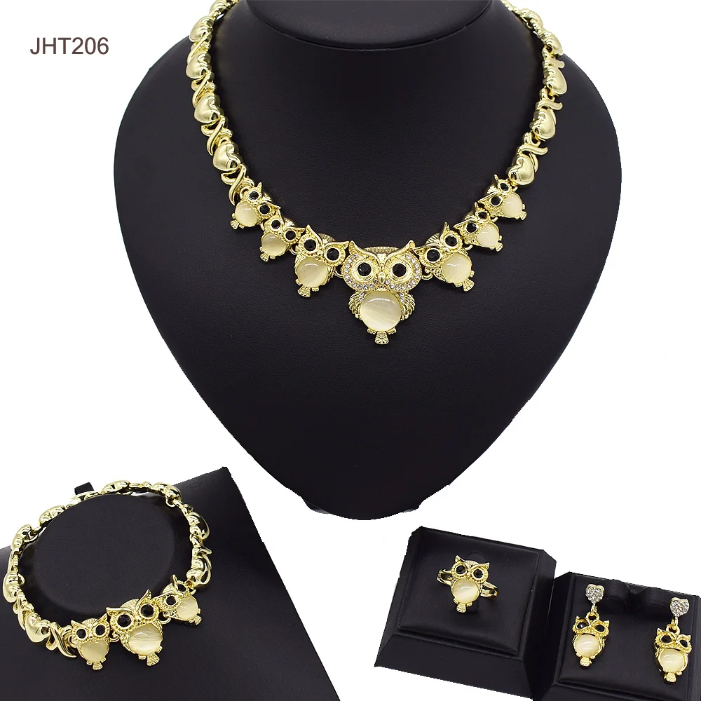 

JHT206 18K gold plated fashion owl jewelry for women jewelry diamond set