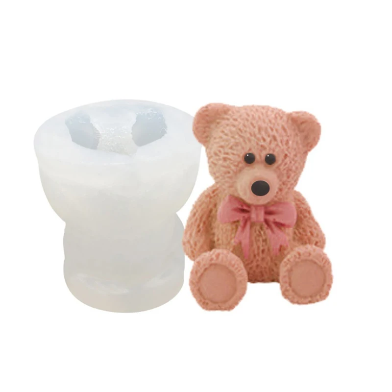 

Ice Cube Bowknot Bear 3D Mousse Ice Cream Molds for Decorating Clay Fondant Cakes Silicone Mold, White