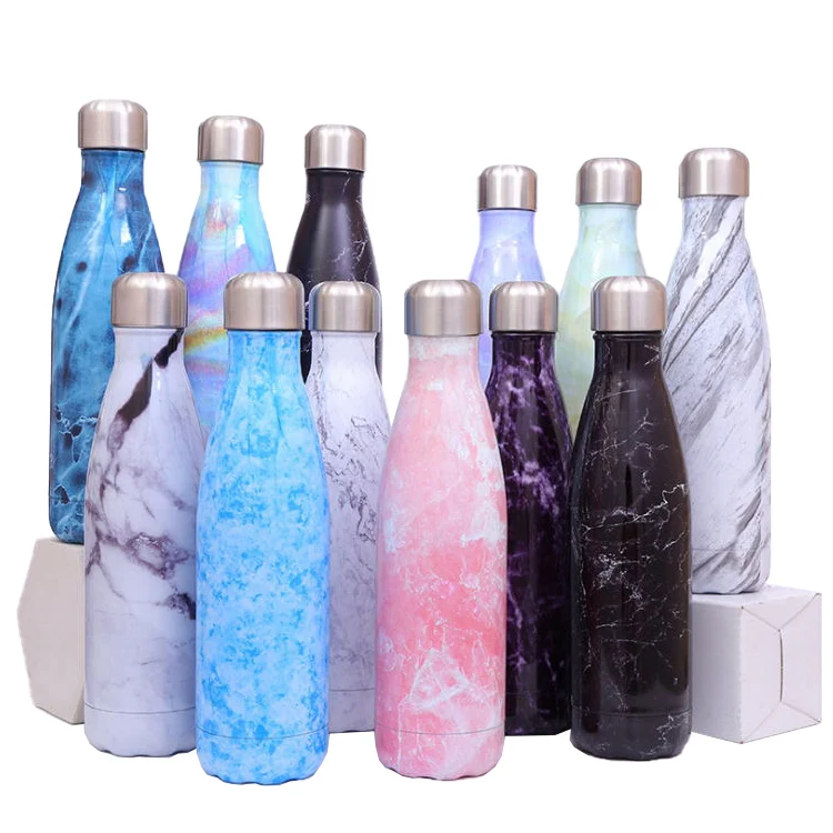 Drinkware vacuum flask transfer printing for stainless steel cola shaped vacuum water bottle, 17 Oz Cola Shape Thermos