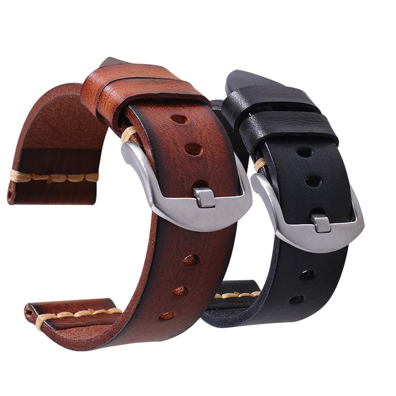 

Factory Wholesale 18/ 20/22mm Genuine Leather Watch Strap Bands Good Price for Brand Watches, Green/yellow/orange/black/grey/red-brown/brown
