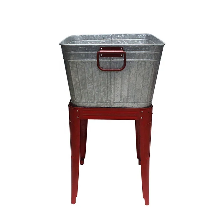Bañera De Metal Galvanizada Para Fiesta,Bebida Fría,Con Soporte,17