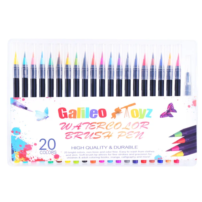 Colores Duradero Brillantes De Larga Duracion De La Cabeza De Facil Lavado Nino Estudiante Dibujo Artista Acuarela Pluma Buy Pluma De Acuarela De Cabeza Suave Pluma De Acuarela Duradera Pluma De Acuarela