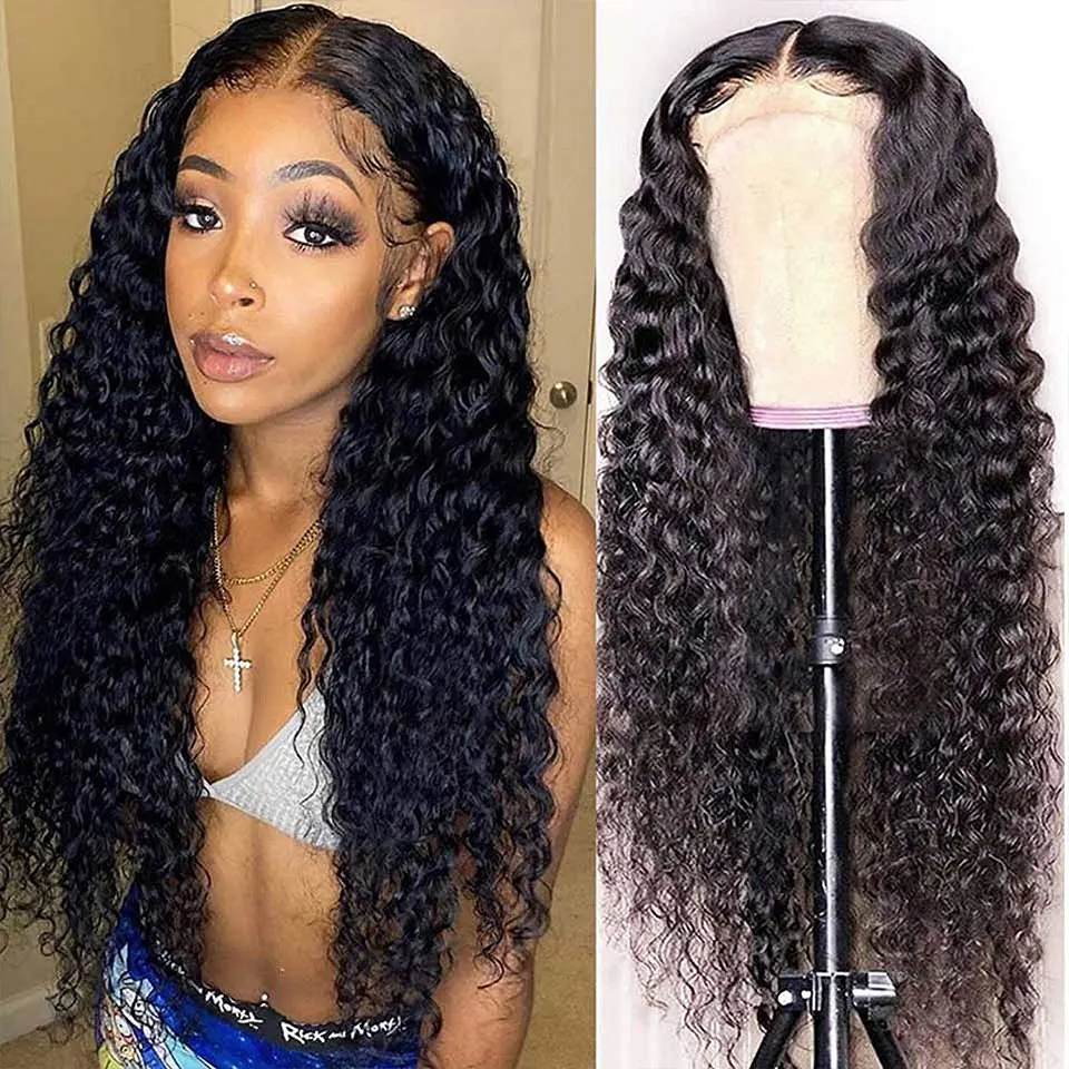 

100% Human Hair Remy 14 - 30 Inch Long 6X6 Water Loose Deep Wave Closure Lace Wig