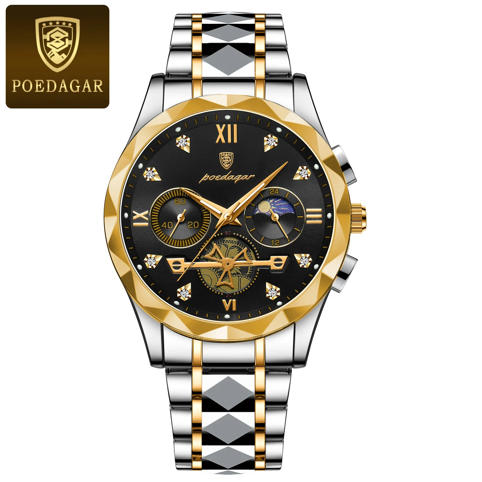 POEDAGAR Stainless Steel Men Watches 996 Luxury Multifunctional Quartz Man Watches Chronograph Waterproof Wristwatch Men's Reloj