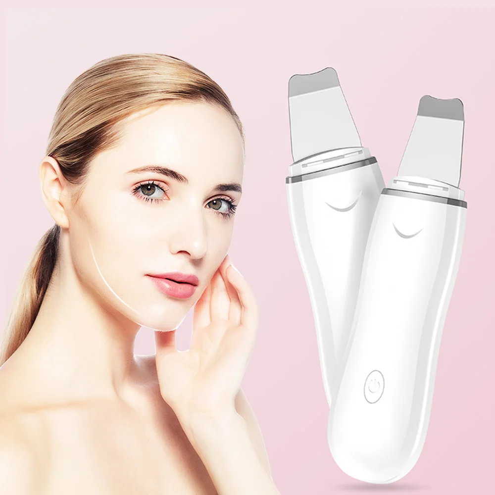 

Professional ultrasound portable facial spatula peeling beauty personal care ultrasonic skin scrubber, White/ customized