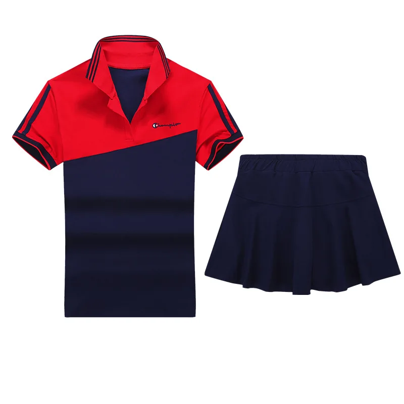 

Tennis skirt set women's 2020 new sports dance skirt trend short-sleeved pleated skirt set kindergarten teacher suit.