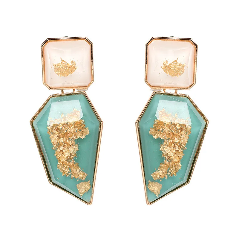 

Wholesale 2020 Luxury Resin Geometric Stone Pendant Earrings For Women, As picture