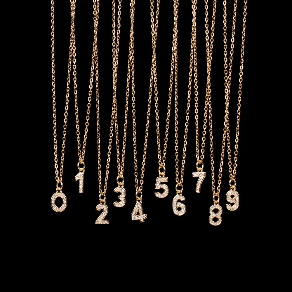 

Sailing Jewelry CZ Number Pendant Necklace Iced Out Cubic Zirconia 0-9 Charm Number Necklace Charm Number Necklace Women Girls