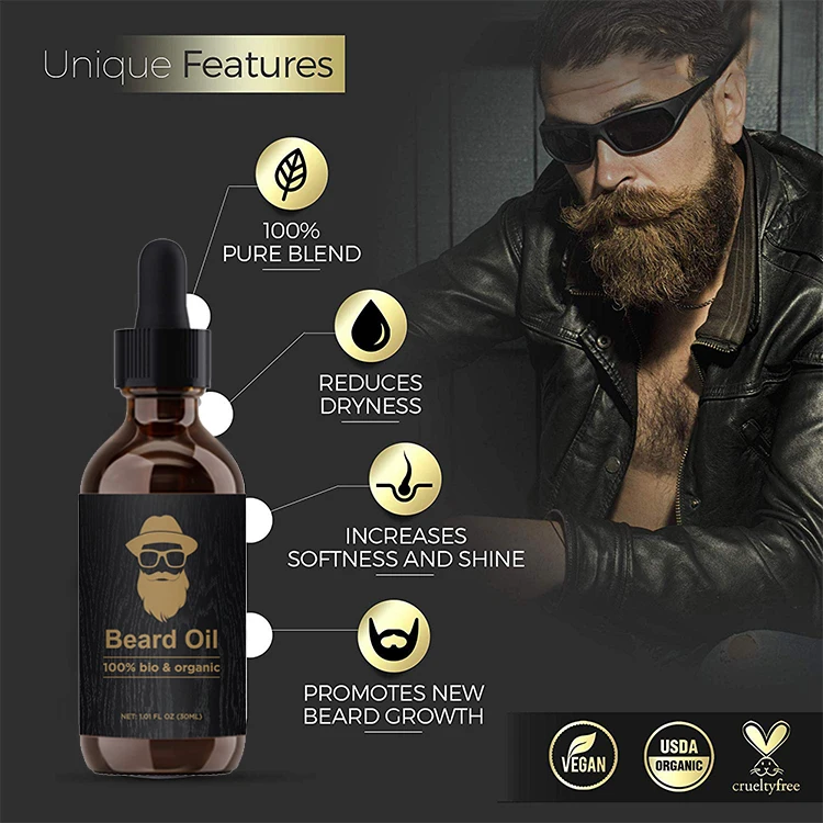
Private Label 100% Pure Natural Organic Rose Cologne Beard Growth Oil Smoothing Beard Oil 