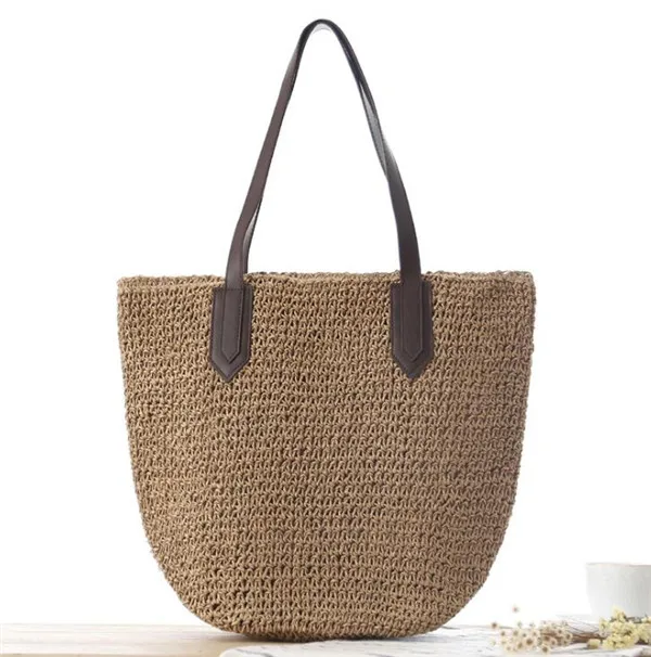 

Korean Newest hot sale women straw bags summer natural raffia straw beach bag