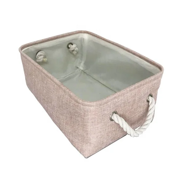 

Multiple Size M Pink Baby Toy Cotton Home Classroom Canvas Foldable Collapsible Fabric Storage Laundry Basket With Rope Handle