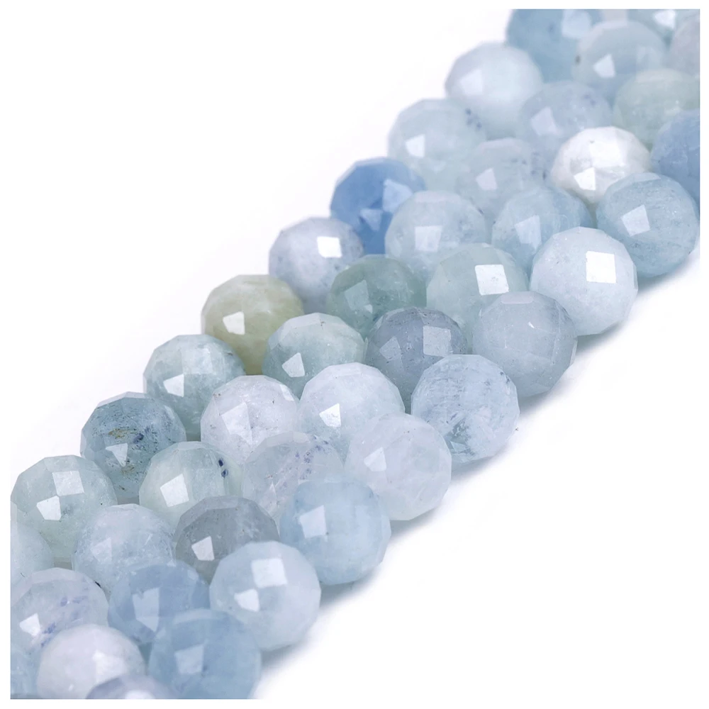 

8mm Natural Stone Aquamarine Gemstone Faceted Loose Beads