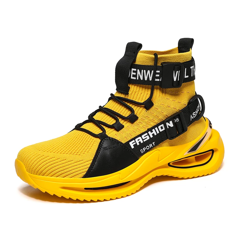 

2021 Fashion White Shoes Ultra Light High Top Socks Shoes Breathable Large Size Men's Sports Shoes