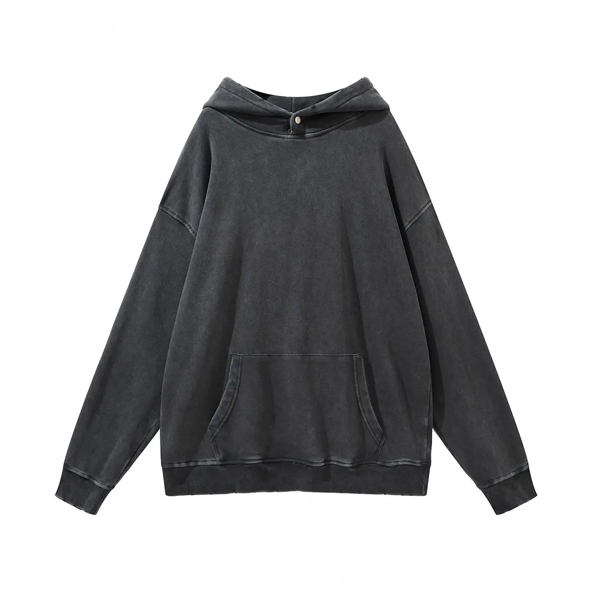 

Wholesale Custom Vintage Oversized Cotton Black Pullover Long Sleeve Acid Stone Wash Hoodies Unisex