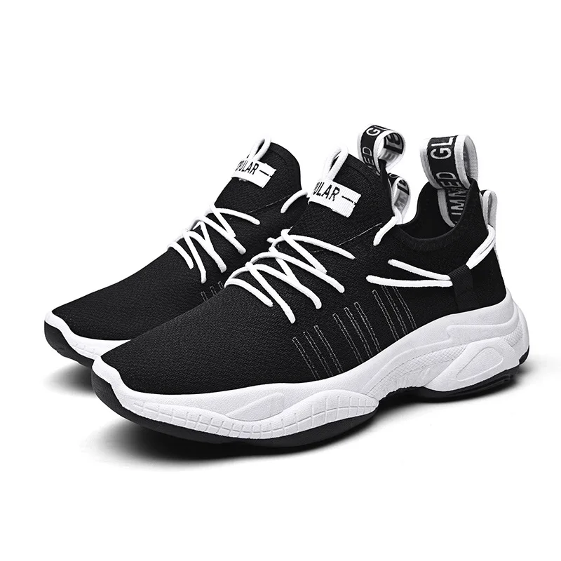 

China Factory Thick Bottom Men Casual Shoes Fashion Comfortable Men Sneakers, Black and white, black and red, black and yellow